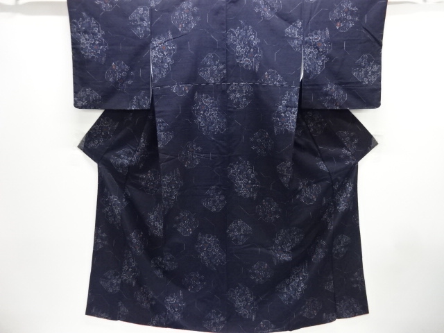 JAPANESE KIMONO / TSUMUGI / WOVEN FLORAL PLANTS